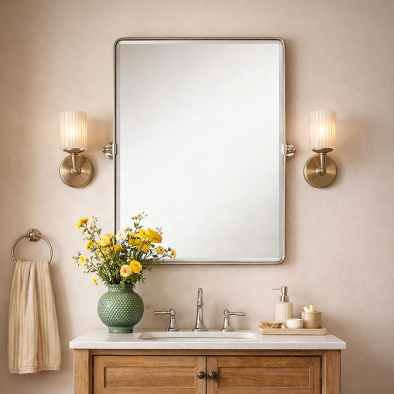 Miroir mural de salle de bain Woodvale, Chrome, 35 po x 23 po