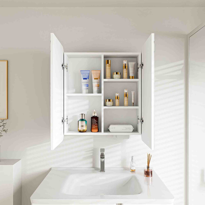 580mm W 680mm H Wall Mounted Required Frameless Medicine Cabinet With Mirror And Adjustable Shelf