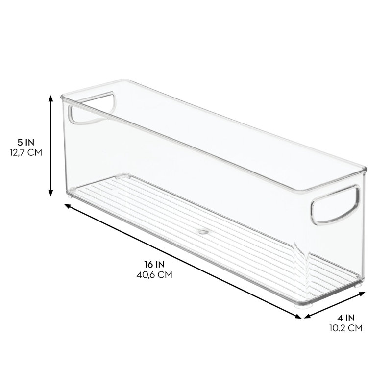 Clear Stackable Plastic Organizer Bin with Handles, 5 in. H x 4 in. W