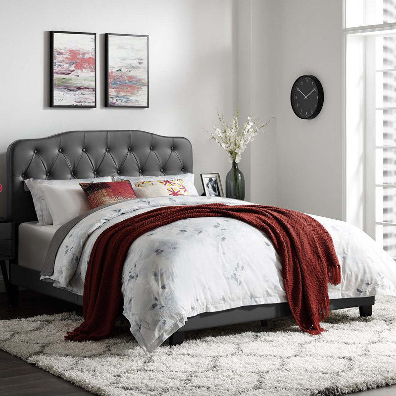 Modway Amelia Faux Leather Bed, Gray, King