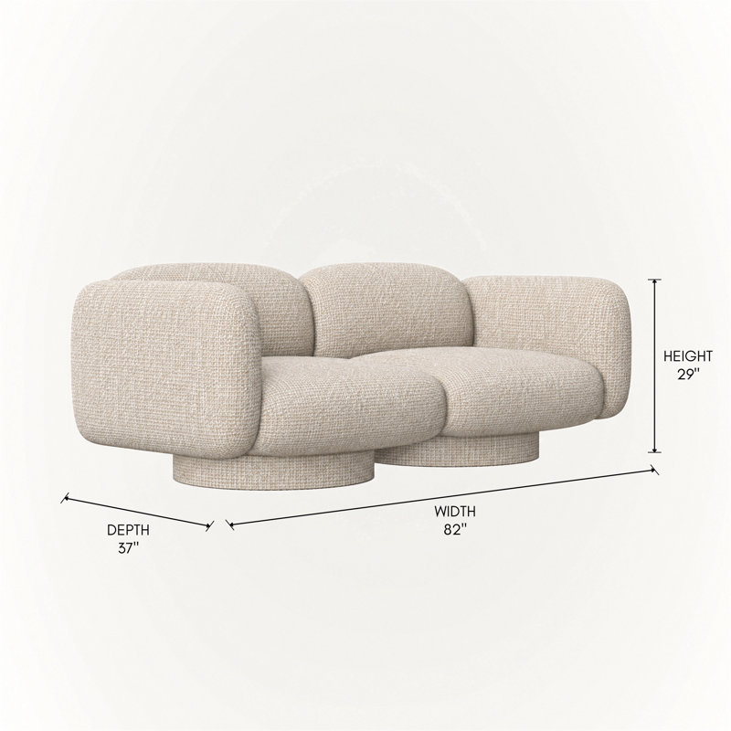 Canapé 2 places Rimo - Beige-Pierre, 82" W, Beige Fabric
