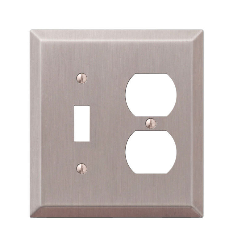 Amerelle Brushed Nickel 2-Gang Duplex/Toggle Wall Plate