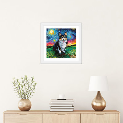 Reproduction d’art, "Corgi Night" tri-color par aja Trèves