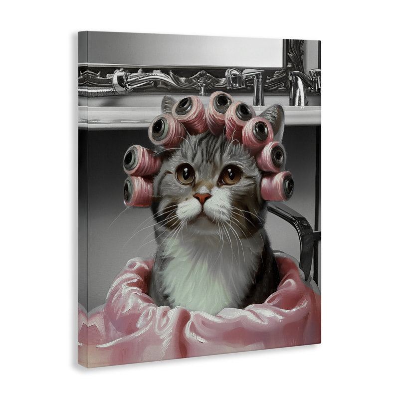 «Spa Day Cat», art mural par Annabelle Hall, H 30 po x l 24 po