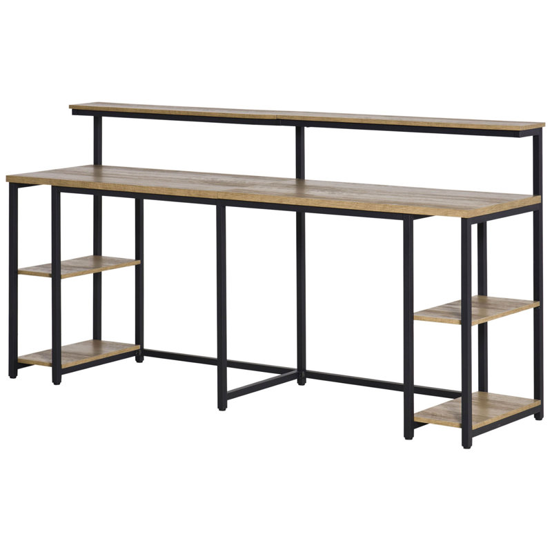 Extra Long Double Computer Desk Mdf Industrial Style Ideal For Home Office