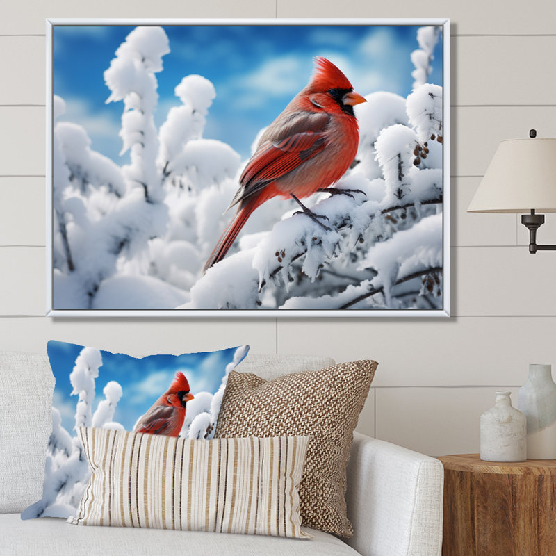 Canada, cardinal rouge, Winter Wonderland II - reproduction, H 24 po x l 32 po x P 1 po, Toile tendue