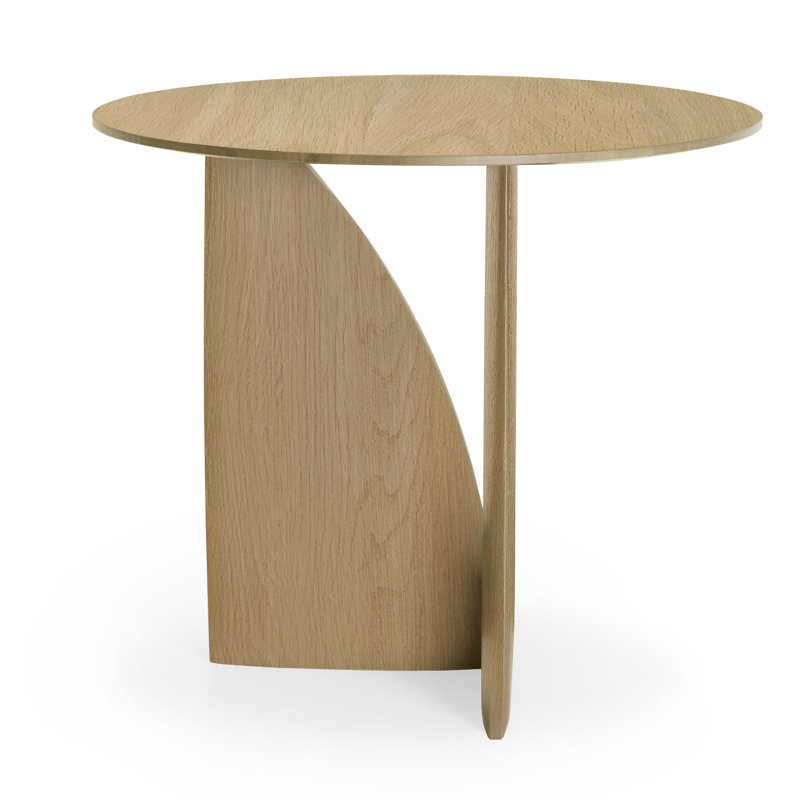 Geometric Solid Wood End Table, Natural Oak