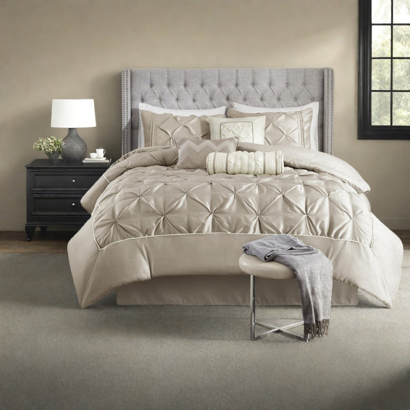 Elegant 7-piece Bedding Sets, Taupe Polyester, Sophisticated Home Decor