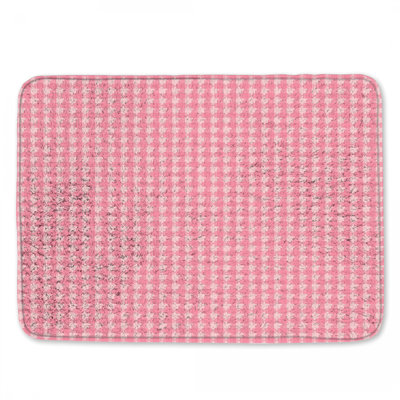 Tapis de bain rose à motif pied-de-poule