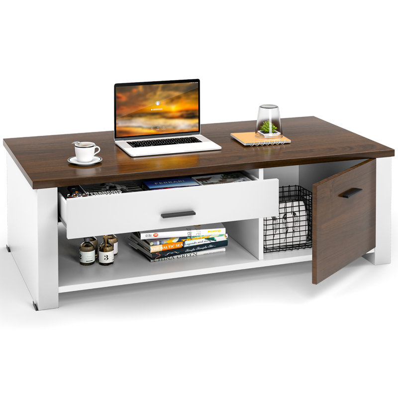 Table basse de salon moderne Anarbek avec tiroirs et compartiments de rangement