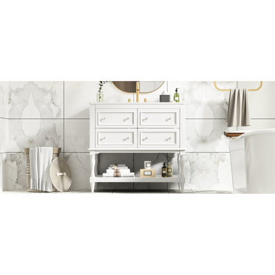 Single Bathroom Vanity with @Solid + Manufactured Top