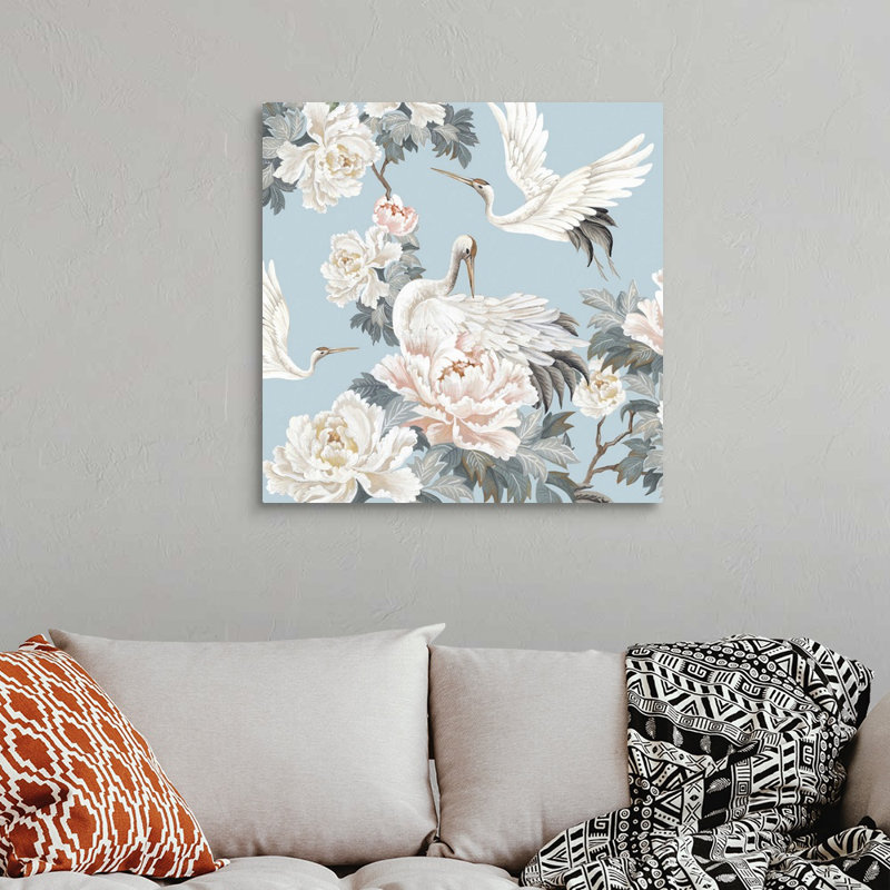 «Chinese Silk II» par Eva Watts - reproduction d'art, H 30 po x l 30 po x P 1,25 po, Toile tendue