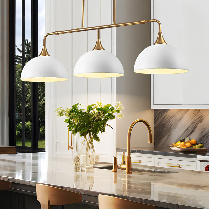 Luminaire suspendu pour îlot de cuisine à 3 lumières à intensité variable Dome, Blanc