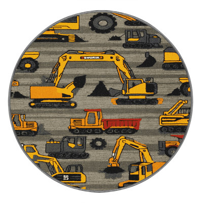 Machine Washable Transportation Gray Area Rug