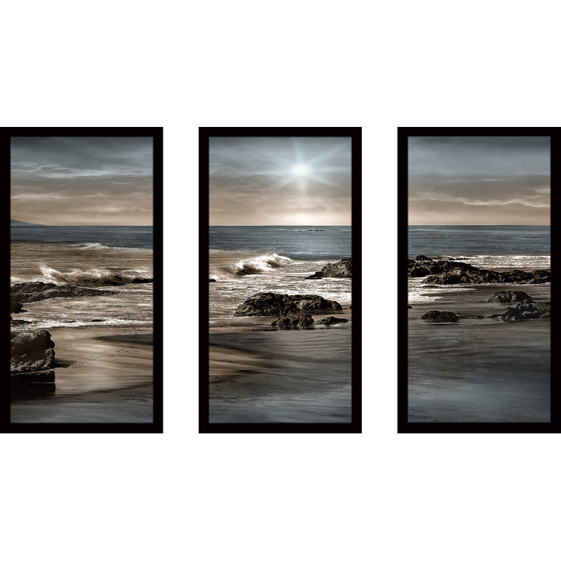 « Blue Sea Sunset II », reproduction de peinture à l'acrylique à multiples images, L 40,5 po x H 25,5 po x P 1 po