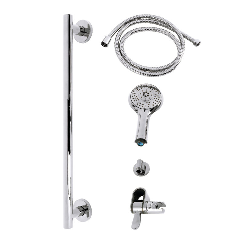 Kingston Brass Made To Match Shower System With Slide/Grab Bar And Hand Shower, Chrome