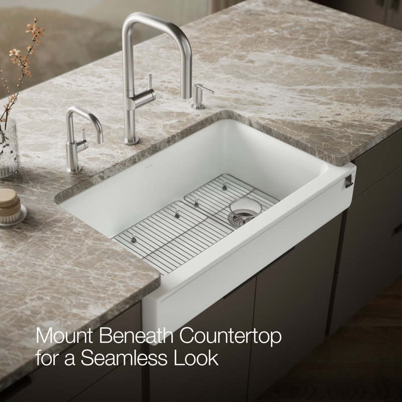 Cairn Undermount Single-Bowl Farmhouse Kitchen Sink, Matte White