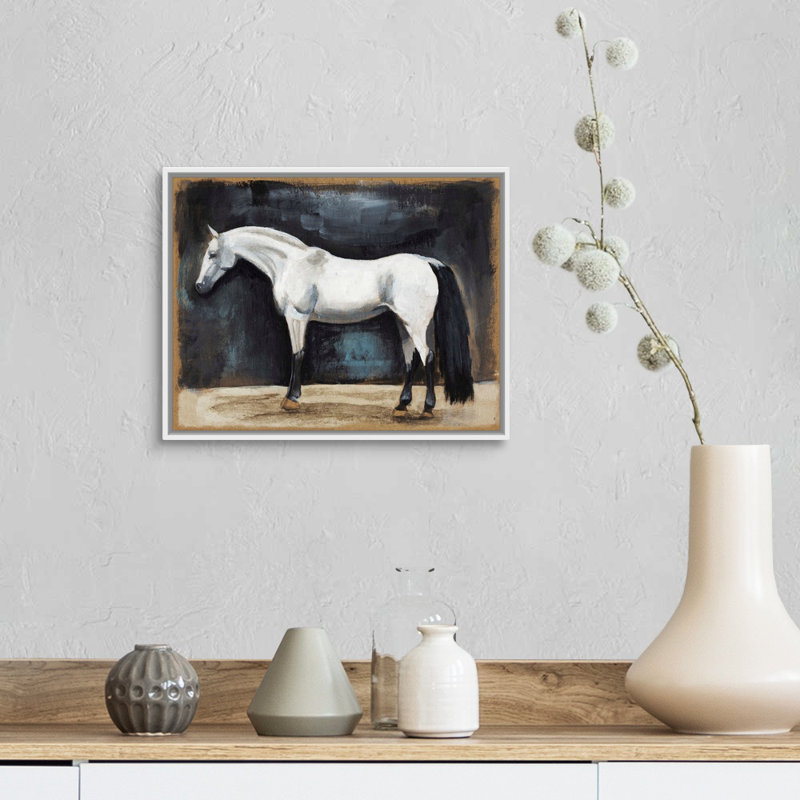 Équitation, art mural sur toile VI, H 13 po x l 16 po x P 2 po, Toile avec cadre blanc
