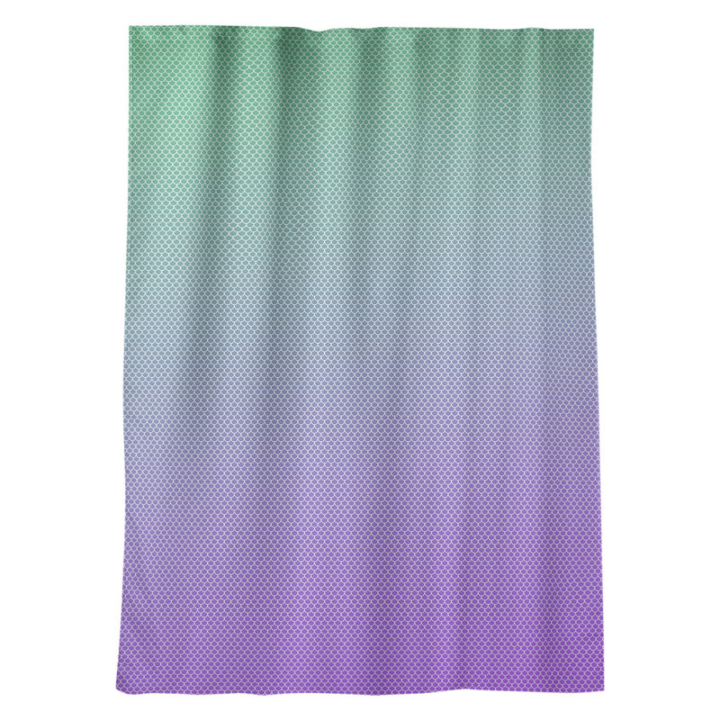 Sheer Curtain Single Panel, Green/Purple