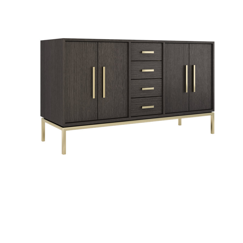 Rift White Oak Double Bath Vanity, 60", Gray Weathered, Satin Gold