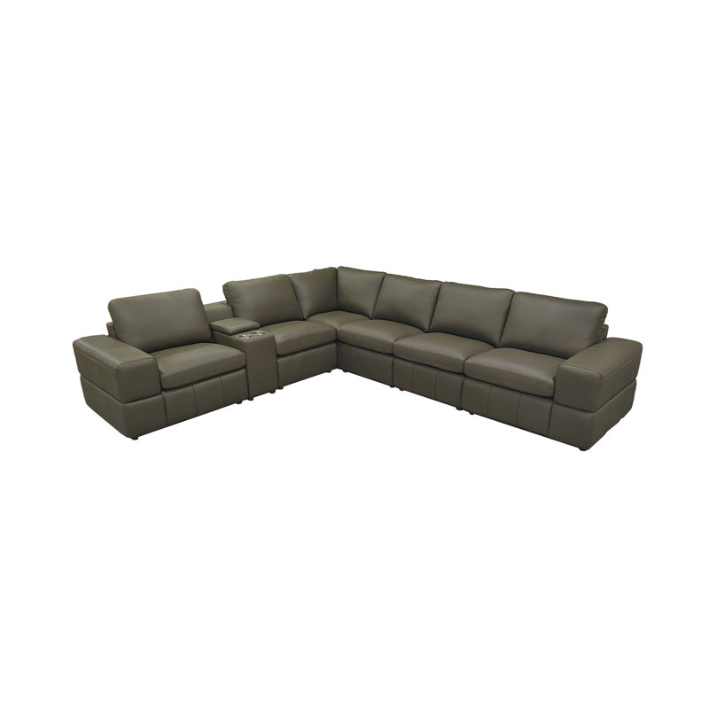 Canapé modulaire à large accoudoirs en cuir assorti