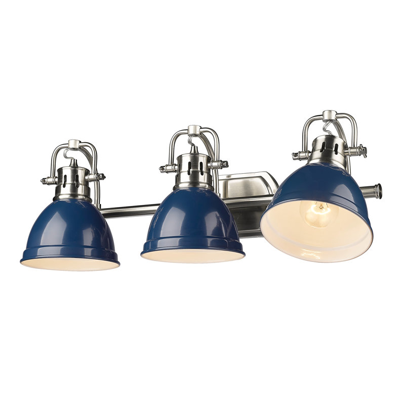 Drakeford Vanity Light, Pewter, Navy Blue, 3 Lights