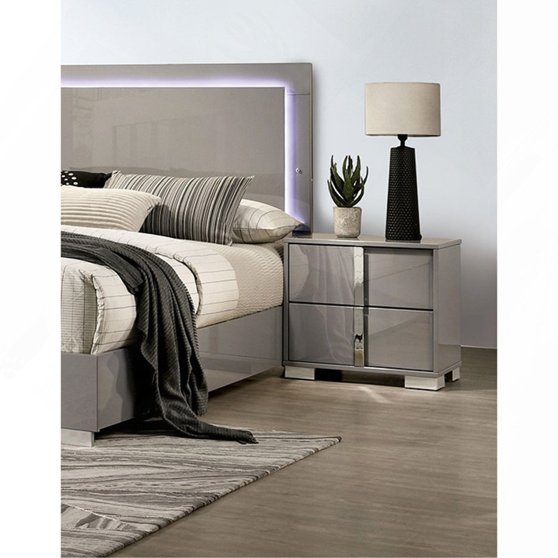 Table de chevet contemporaine classique taupe clair Mobilier de chambre à coucher 1pc, Taupe