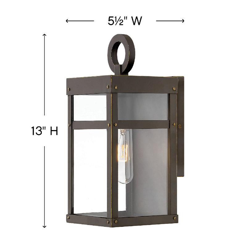 Porter Outdoor Wall Lantern, Oil Rubbed Bronze, 13" H x 5.5" W x 6.5" D