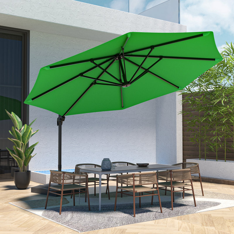 Parasol excentré en porte-à-faux 11 pi avec base Mylashia, Vert trèfle