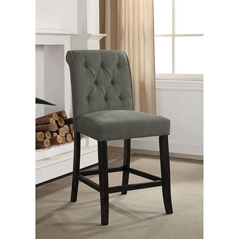 Chaise d'appoint rembourrée en tissu à dossier plein Rabekah, Tissu gris
