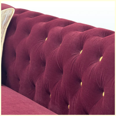 89.5" Chesterfield Sofa Upholstered Tufted Rolled Arm Couch, for Living Room, Bedroom, Apartment