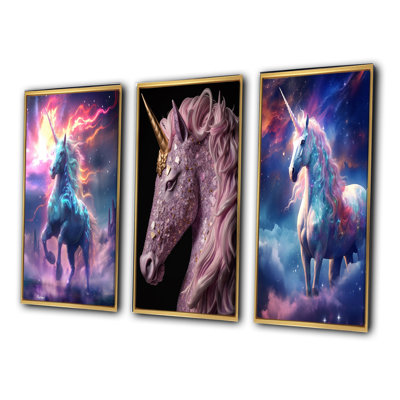 «Cosmic Purple Unicorn Magic III», 3 pièces sur toile