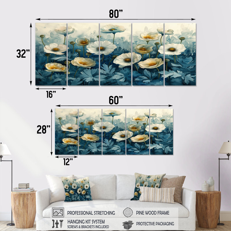 Swind - Poppies, ensemble d'art sur toile, H 32 po x l 80 po