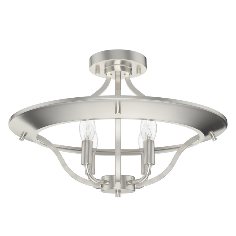 Perch Point 4 Light Semi Flush Mount, Brushed Nickel