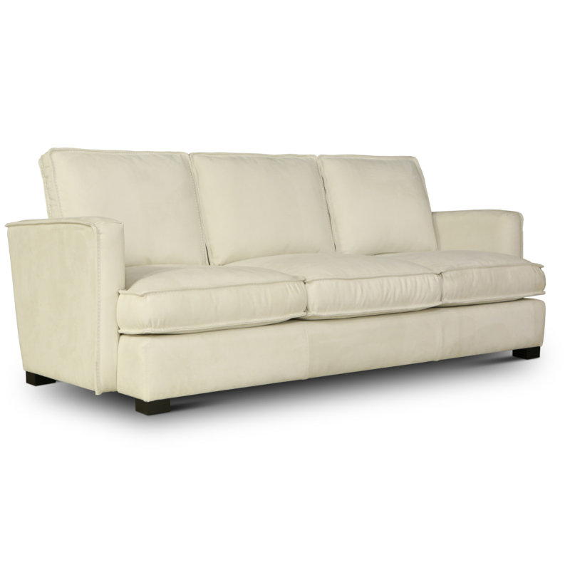 Delano Leather Sofa, SoftTouch Snowflake, Espresso
