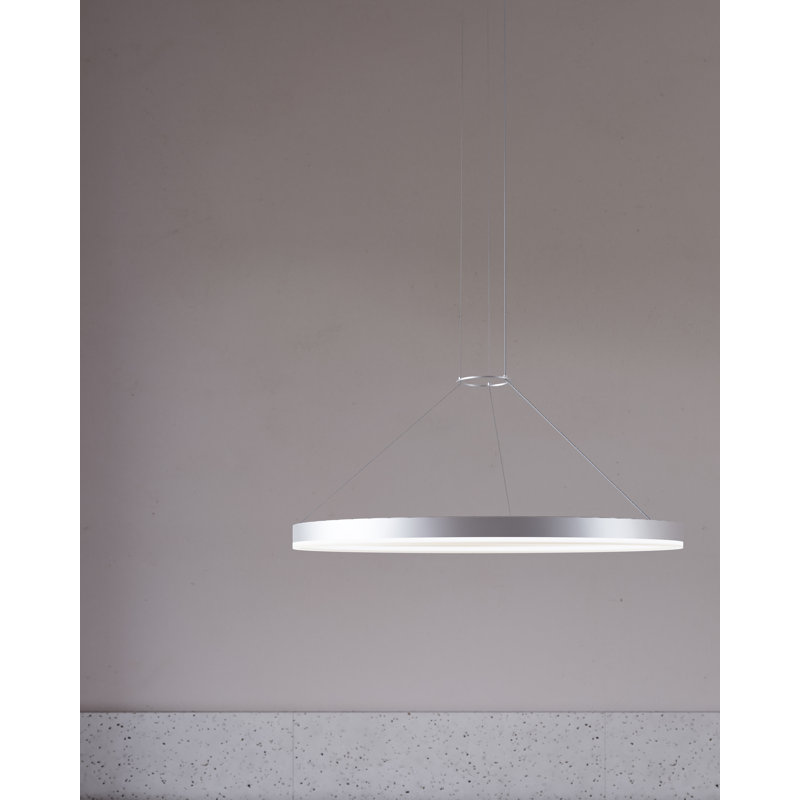 Corona 1-Light 3000K Dimmable Integrated LED Chandelier, 2" H x 48" W x 48" D, Bright Satin Aluminum, 3000K