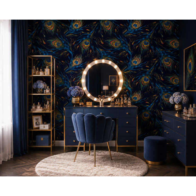 Rouleau de papier peint adhésif Peacock Feathers L 10 pi x l 24 po