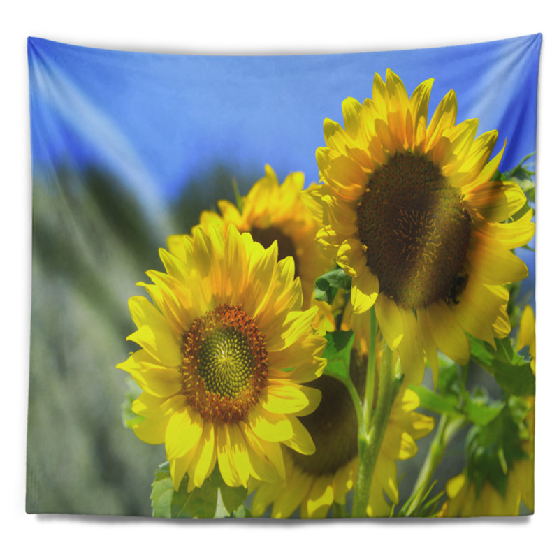Tapisserie florale avec de beaux tournesols, H 32 po x l 39 po
