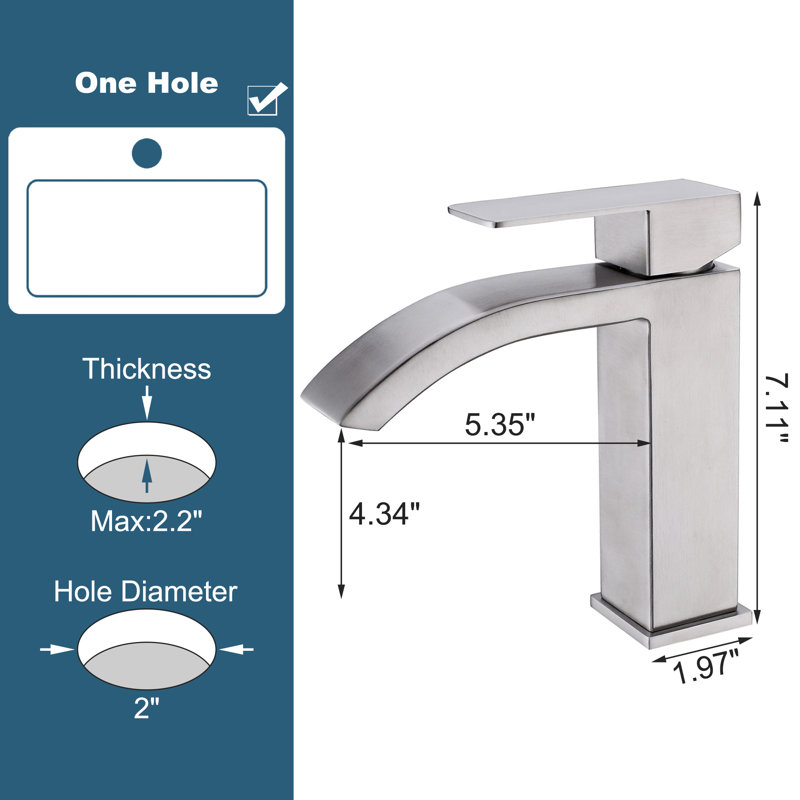 Robinet de lavabo de salle de bain monocommande en acier inoxydable avec ensemble de bonde escamotable
