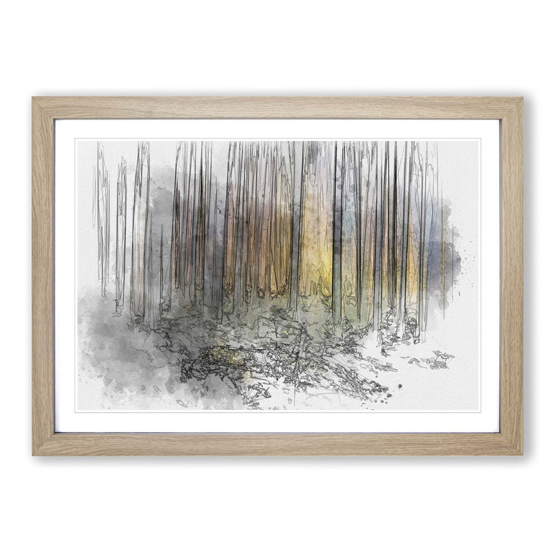 Forest Dreams in Abstract - Picture Frame Graphic Art Print, 62cm H x 87cm W x 2cm D, Oak Framed
