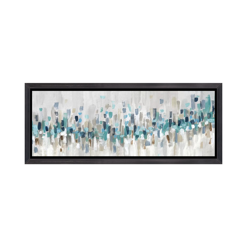 «Blue Staccato» par Inconnu - reproduction d'art, Toile noire patinée avec cadre flottant, H 16 po x l 48 po x P 1,5 po