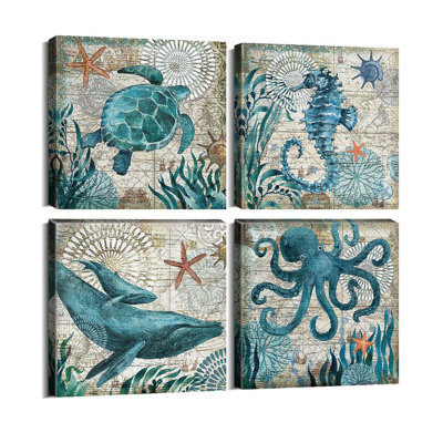 4 Piece Wrapped Canvas Wall Art