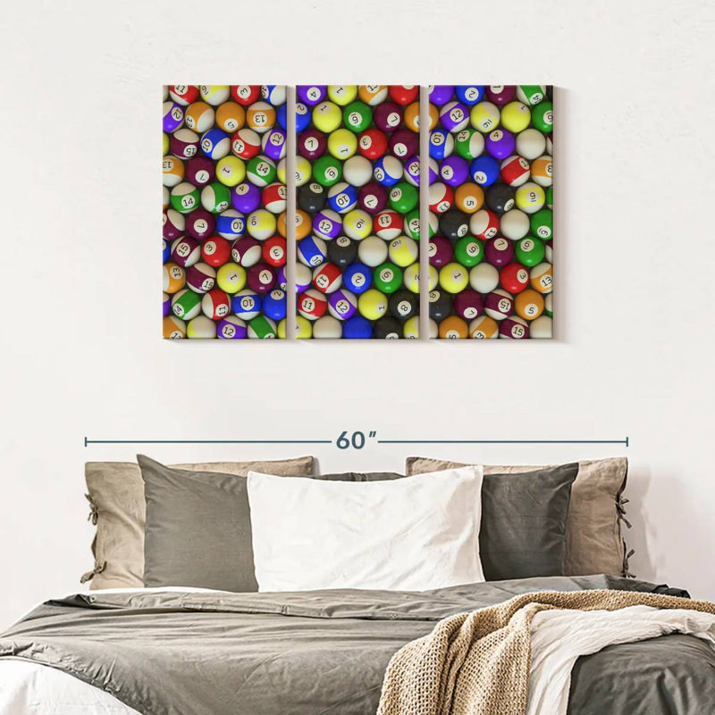 «Billiard Collection», 3 pièces sur toile, H 28 po x l 45 po x P 1,25 po