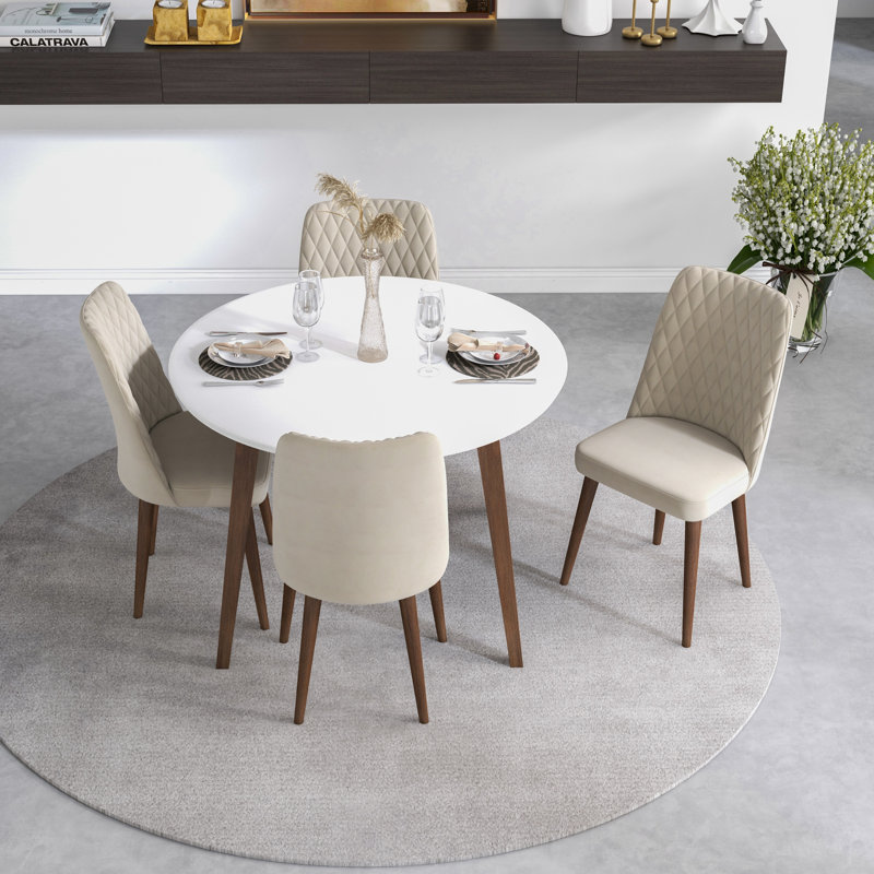Ensemble de salle à manger en bois d'eucalyptus pour 4 personnes Carstarphen