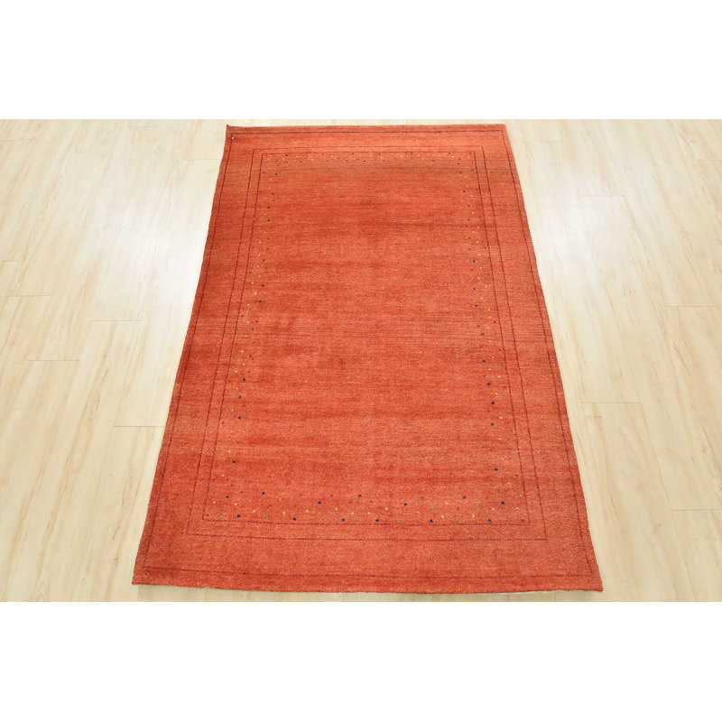 Tapis oriental oriental en laine noué à la main orange