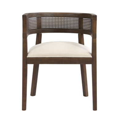 Chassidi Upholstered Solid Wood and Rattan Armchairs