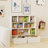 Toy Storage Organizer with 2 Movable Drawers, Multi-Functional 7 Shelf Kids Bookcase with 2 Hooks, Children Book Shelf for Kids Room