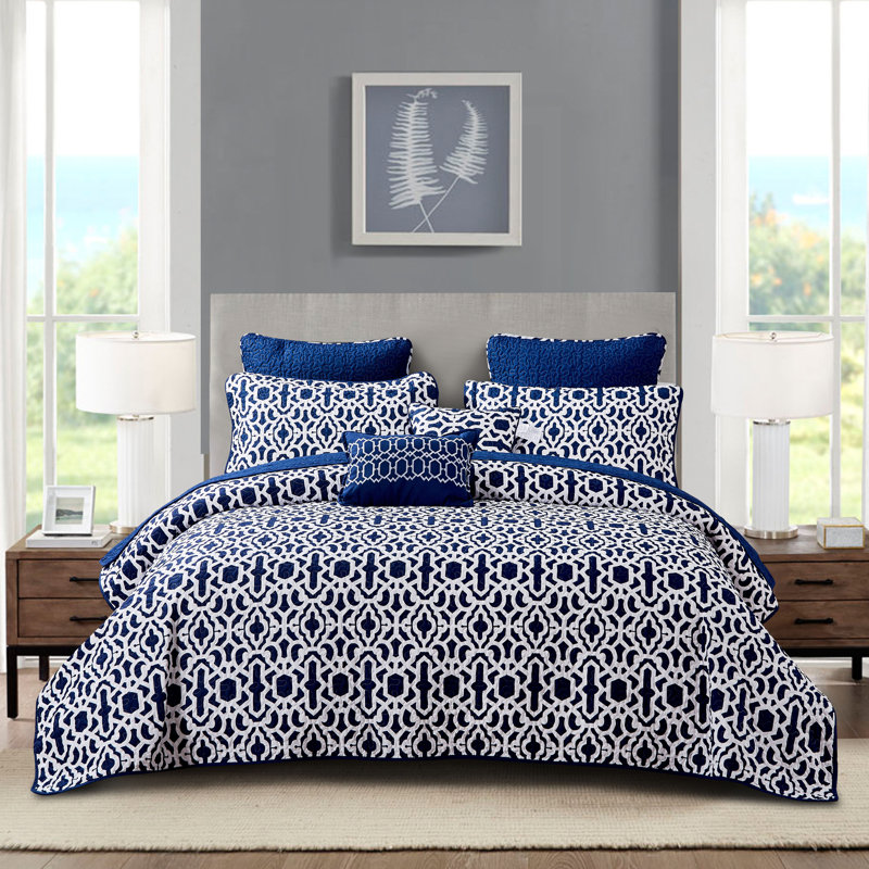 7 Piece Montgomery Printed Microfiber Quilts Set, King Coverlet + 6 Additional Pieces