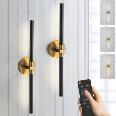 Jaiman 24'' Rechargeable LED Battery Operated Wall Sconces with Remote Control (Set of 2)