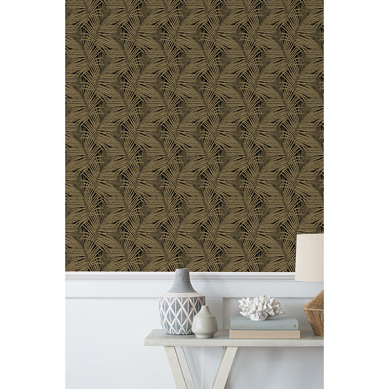 Tommy Bahama Shadow Palms Peel And Stick Wallpaper Roll, Noir